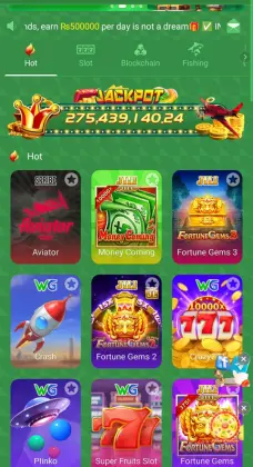 777CX app home screen showing popular games like Aviator, Money Coming, Fortune Gems, Crash, and more with jackpot banner