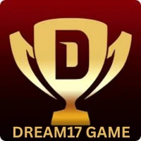 Dream17 Game logo featuring golden trophy with letter D on maroon background