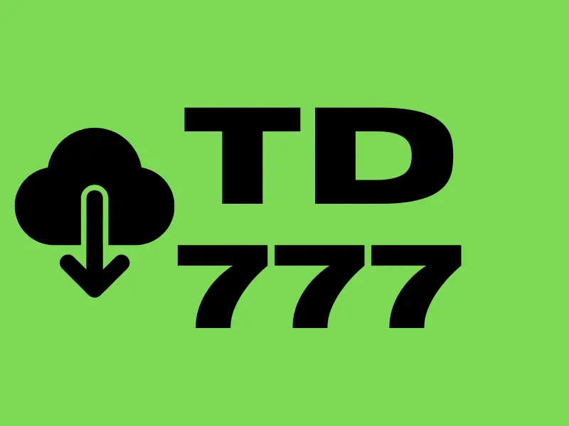 TD777 game download logo on green background.