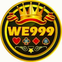 WE999 logo with golden crown, playing card symbols, and bold text on a black circular badge.