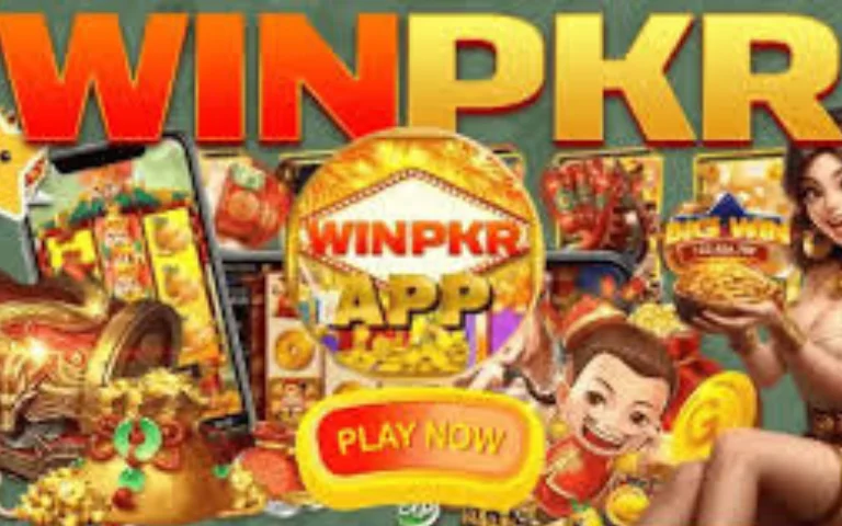 Winpkr Game app banner with coins, gifts, and characters