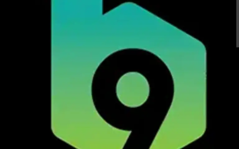 B9 Game logo with green and blue gradient design on black background