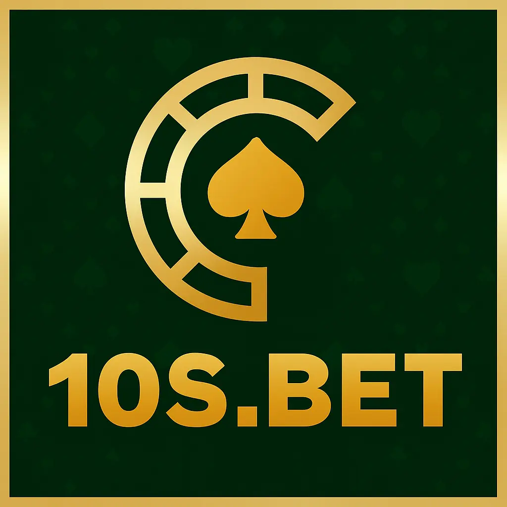 Golden 10S.BET casino logo with spade symbol on a dark green background.