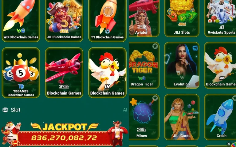 10S.BET online casino interface showing various slot, card, and blockchain games with colorful icons.