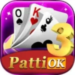 3 Patti OK official game logo showing playing cards with colorful design