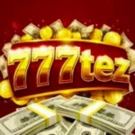 777Tez Game logo with gold coins and cash bundles in the background