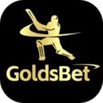 Gold Bet game logo featuring golden cricket player icon on black background