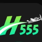 H555 Game logo with green text and airplane icon