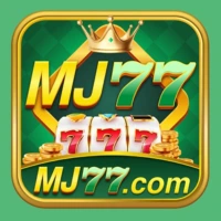 MJ77 Game logo with crown, slot machine 777, and gold coins.