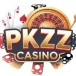 PKZZ Casino logo featuring playing cards, roulette wheel, and dice symbolizing exciting online casino games.