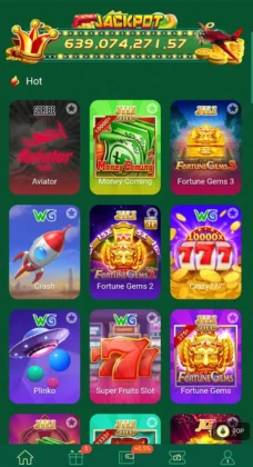777CB Game home screen showing popular slot games like Aviator, Money Coming, Fortune Gems, and Crazy 777 with jackpot banner.
