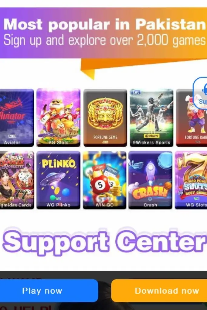 K2 Game screenshot showing popular games in Pakistan with icons like Aviator, PG Slots, Fortune Gems, and Plinko.
