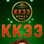 KK33 Game logo featuring bold red letters on a green background with golden design elements.