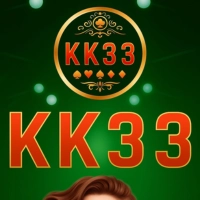 KK33 Game logo featuring bold red letters on a green background with golden design elements.