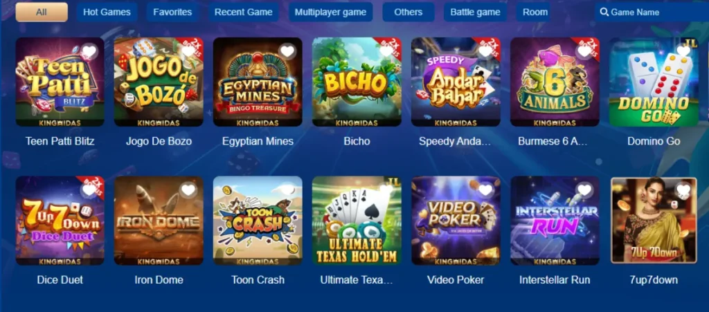 KK33 Game – multiplayer and card game lobby featuring Teen Patti Blitz, Andar Bahar, Domino Go, and other exciting casino-style games.