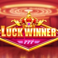 LuckWinner 777 Game logo with crown and glowing red background.