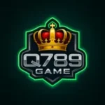 Q789 Game logo with a golden crown and neon green border design on a dark background.