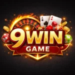 9win Game Download |Latest Earning App| in Pakistan 2026 1 9Win Game logo with golden text, casino chips, cards, roulette wheel, and coins on a dark gray background.