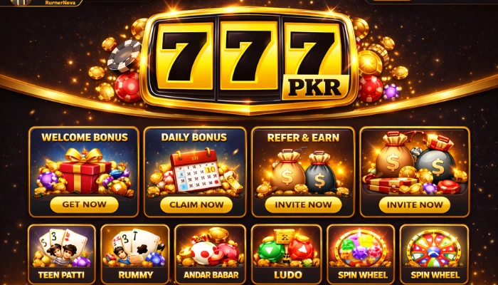 777PKR Game Download Latest Version V 6.2.13 2 777PKR game mobile app interface with dark background, yellow casino theme, bonus cards, and multiple game options displayed on screen