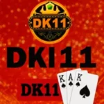 DK11 Game Download Best (Real Earning App) in 2025 1 DK11 Game logo with black DK11 text, golden crown badge, and casino playing cards on a red background